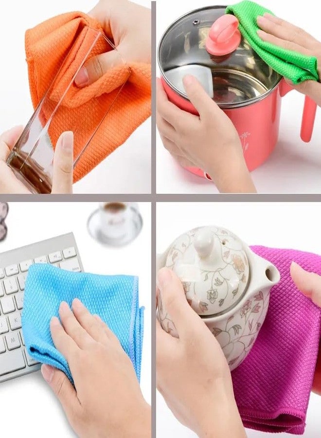 STORE77® Fish Scale Streak Free Magic Glass Window Car Mirror Microfiber Cleaning Cloth Cleaner Cloths,Lint Free Stainless Steel Windshield Shower Cleaning Cloth,Miracle Polishing Towels Pack of 4 - Image 3